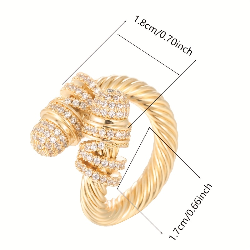 Geometric Zirconia Inlaid Open Ring for Women